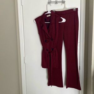 burgundy and black set